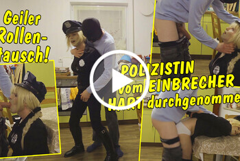 Geiler Rollentausch! Heiße Polizistin wird von fiesem Einbrecher richtig hart durchgenommen!